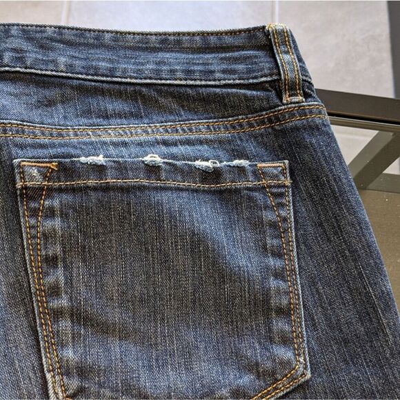 Loft Curvy Boot Dark Denim Jeans Sz 29 8 Distressed Mid Rise - Picture 7 of 12